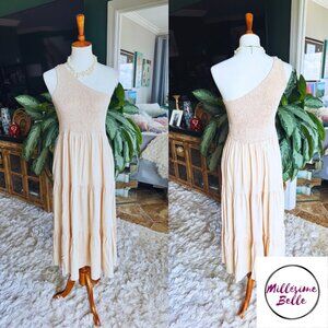 Cream One-Should Maxi Dress